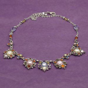 Pretty Vintage Pastel Boho Crystal Choker / Necklace